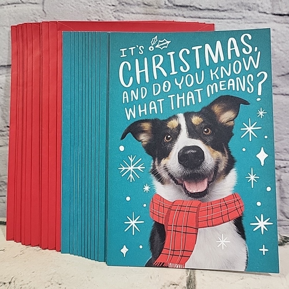 Hallmark Christmas Card Puppy Dog Do You Know What That Means Matching Lot Of 13